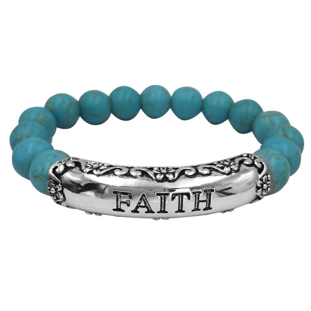 FAITH Turquoise Stone Beaded Stretch Bracelet
